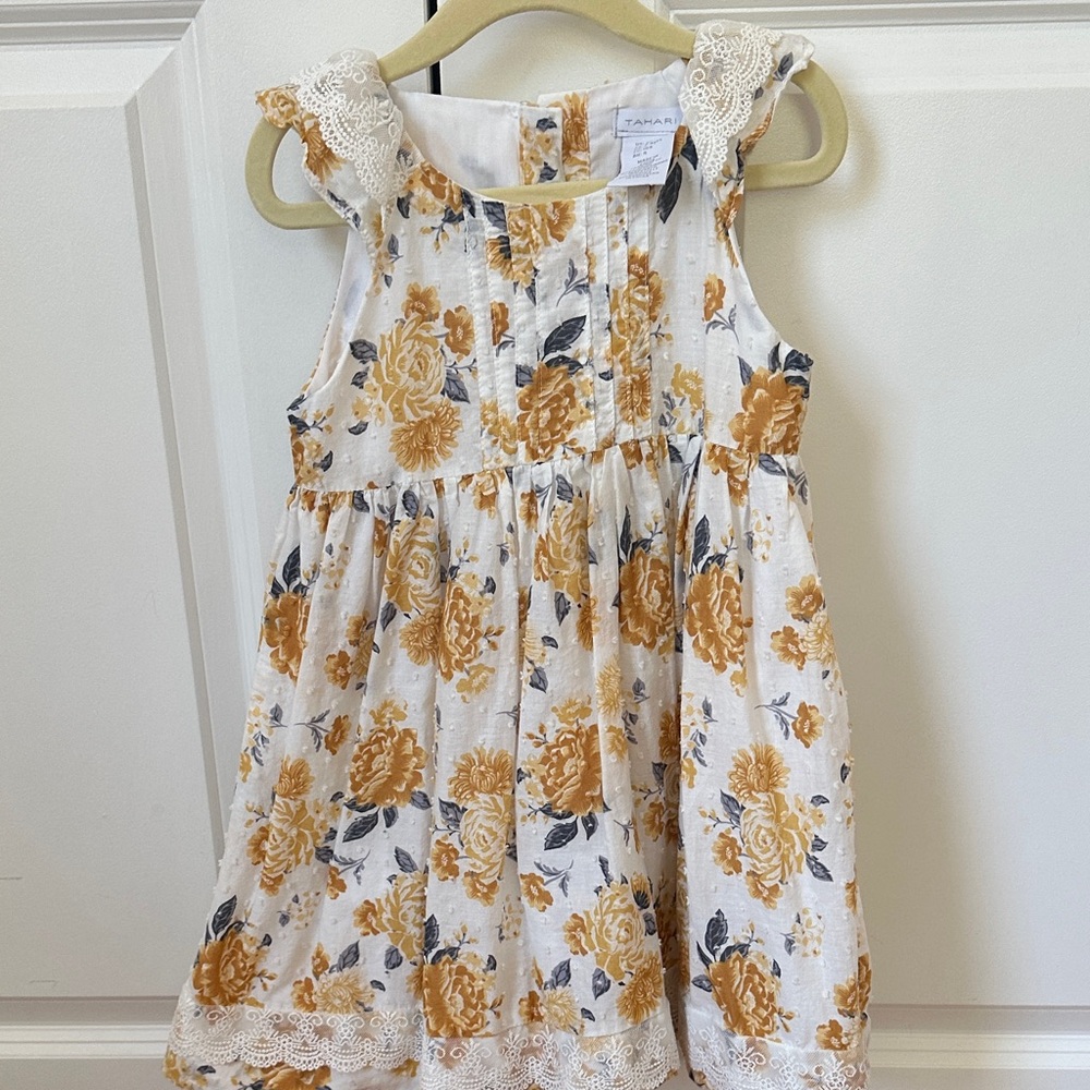 Tahari Kids Dress with Yellow and Black Floral Pattern